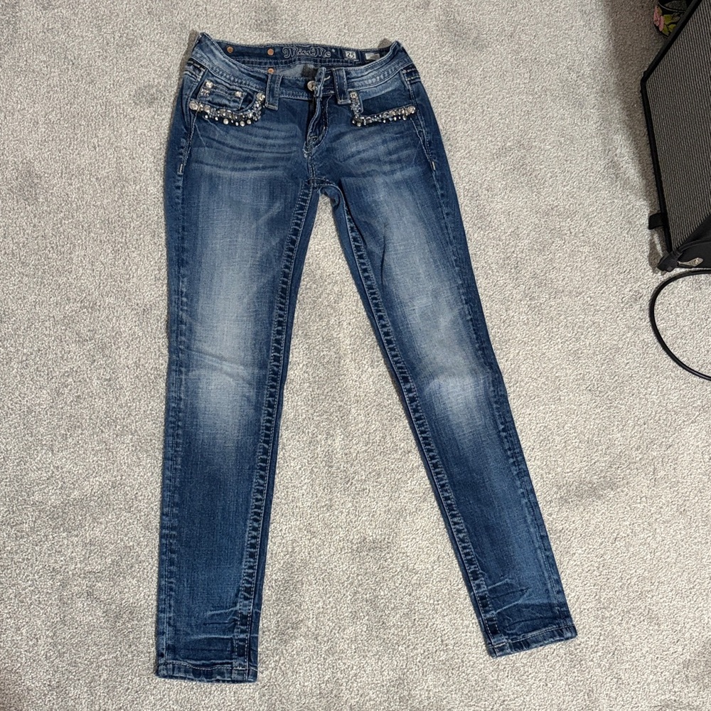 Miss Me Dark Blue Skinny Jeans with Embellishments